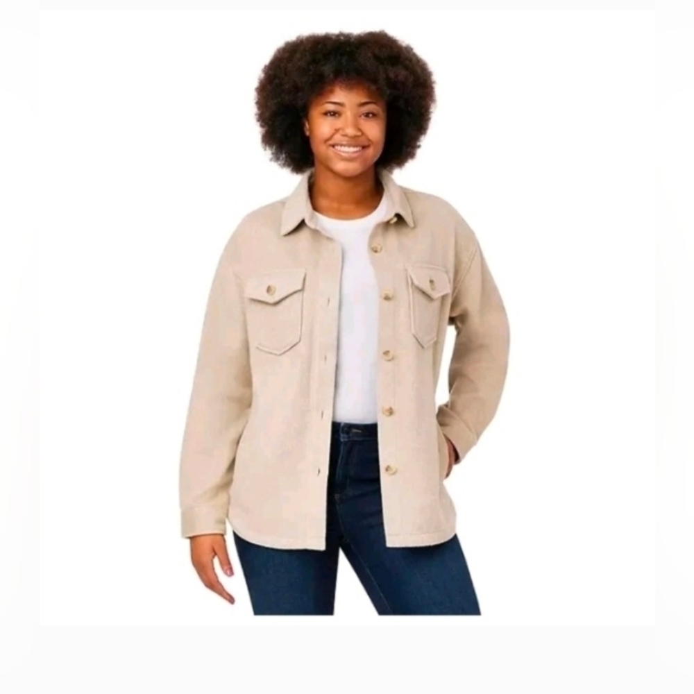 Member's Mark Women's Shacket Toasted Heather Relaxed Fit Side Entry Pockets Len